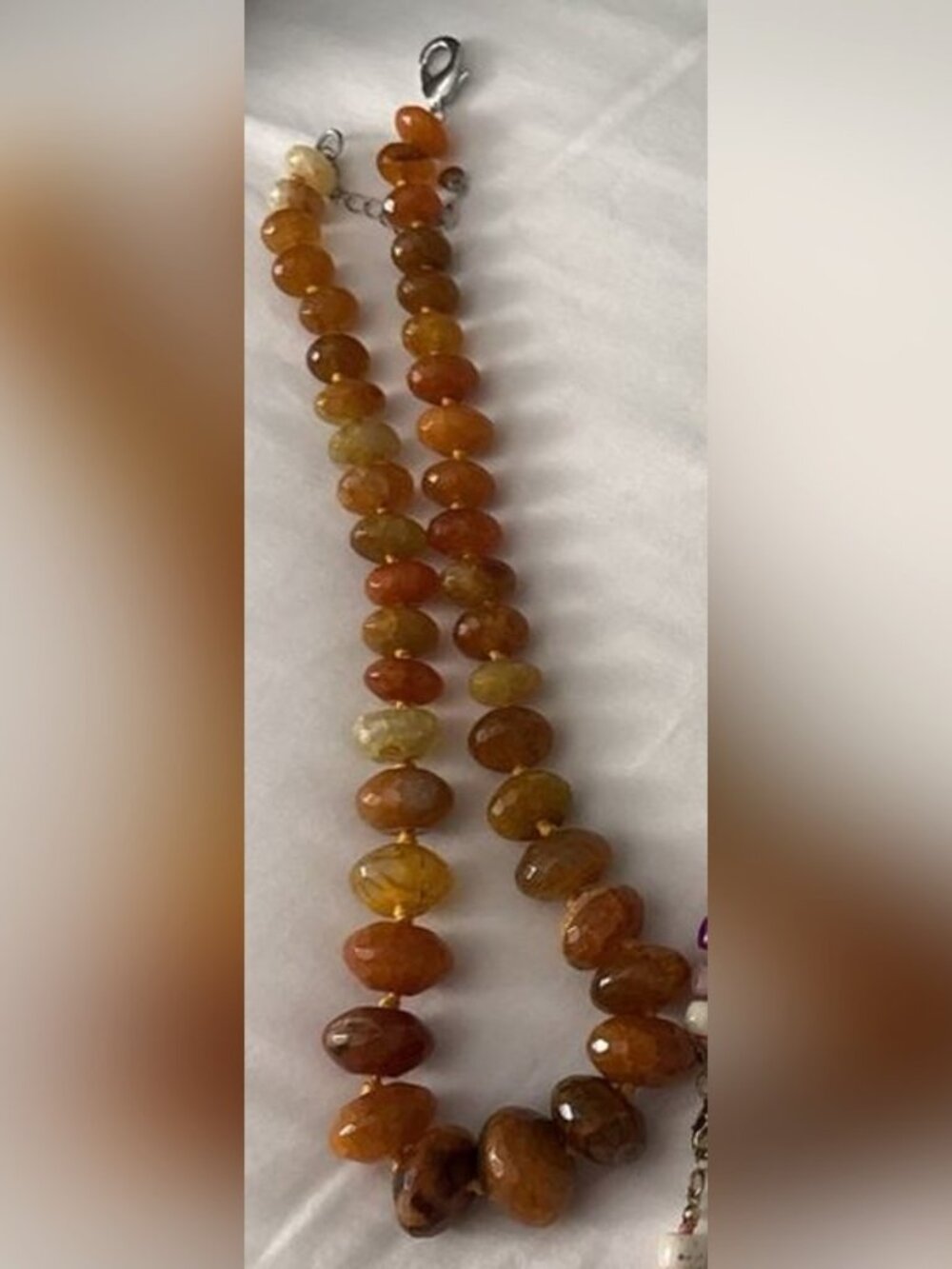 Graduated Orange Agate Beaded Necklace